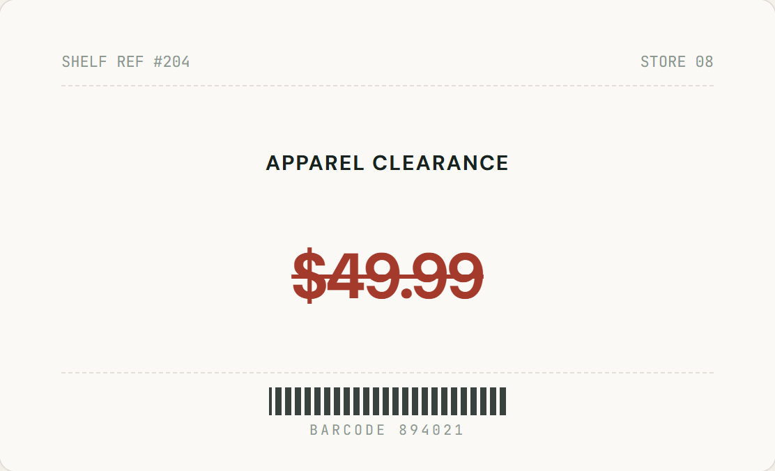 Price tag before editing the text